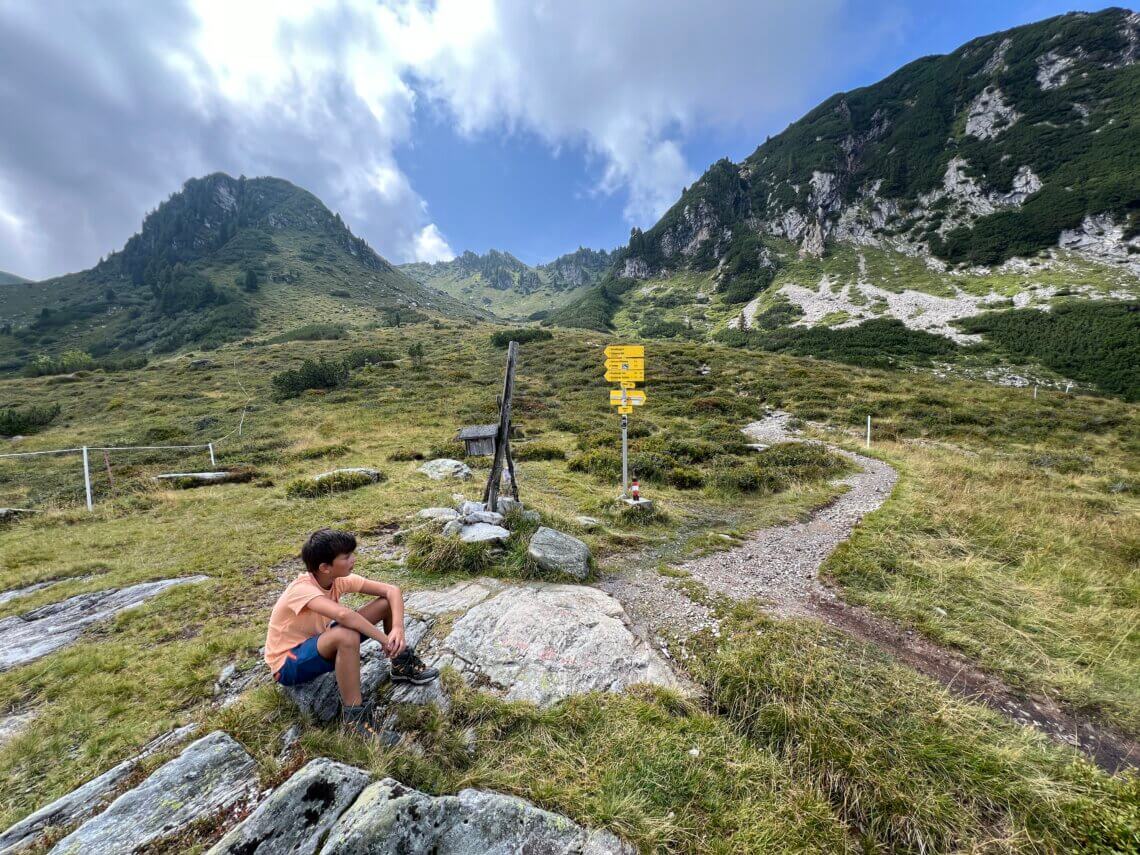 De eerste klim gehad, we zijn bij Heimjoch.